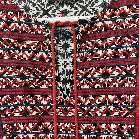 Anthropologie THMI Embroidered Boho Dress Tassel Tie Neck 2 Tiered Flouncy Skirt - Picture 6 of 15